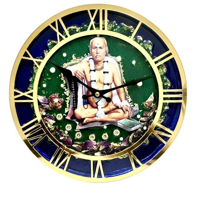 Divine Resin Art Wall Clock with Saint Portrait – Premium Handmade Spiritual Home Décor