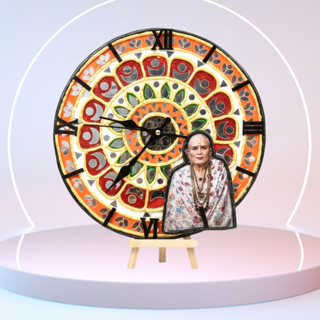 Handmade Lippan Art Wall/Table Clock with Customized Photo – Traditional Home Décor