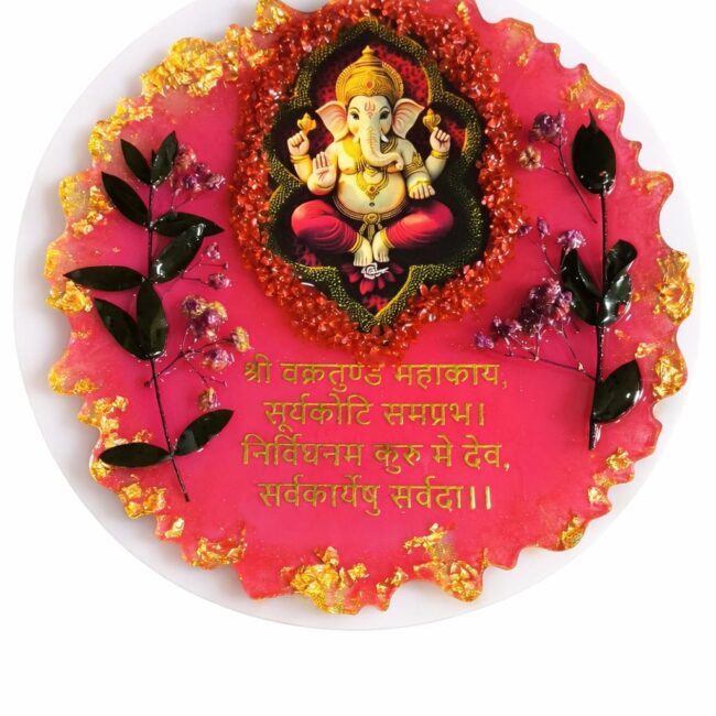 Handmade Lord Ganesha Resin Art Frame – Decorative Spiritual Wall Hanging